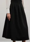 Pileli Midi Etek - Siyah