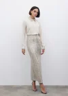 Pul Payetli Midi Etek - BEJ