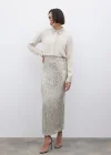 Pul Payetli Midi Etek - BEJ