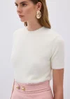 Sakallı Kısa Kol Triko - Ekru