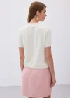 Sakallı Kısa Kol Triko - Ekru