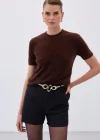 Sakallı Kısa Kol Triko - Kahve
