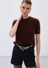Sakallı Kısa Kol Triko - Kahve