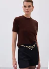 Sakallı Kısa Kol Triko - Kahve