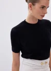 Sakallı Kısa Kol Triko - Siyah