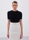 Sakallı Kısa Kol Triko - Siyah