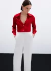 Saten Gömlek - Kırmızı