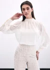 Taş Detaylı Transparan Bluz - Krem