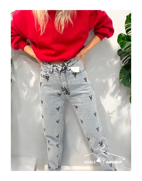 R&G NAKIŞ DETAYLI DENİM KOT PANTALON