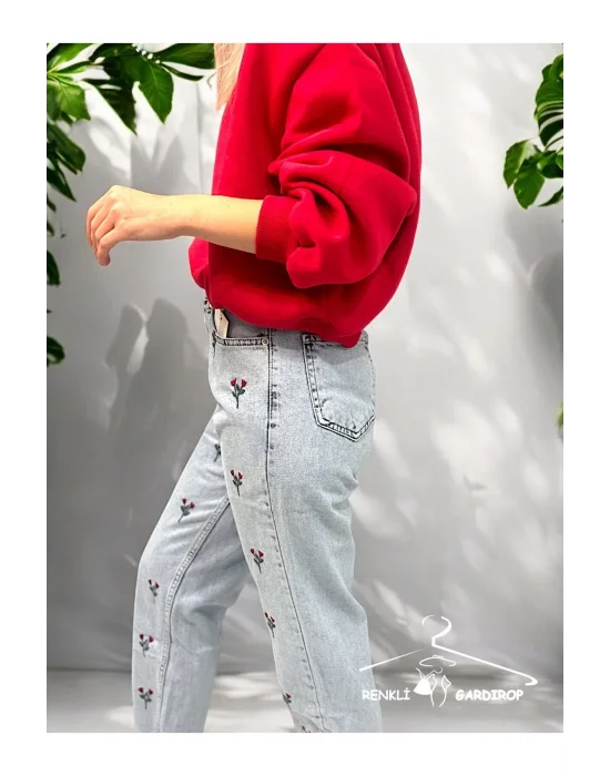 R&G NAKIŞ DETAYLI DENİM KOT PANTALON