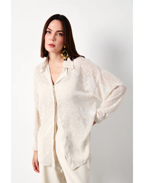 Desenli Uzun Gömlek - TAŞ