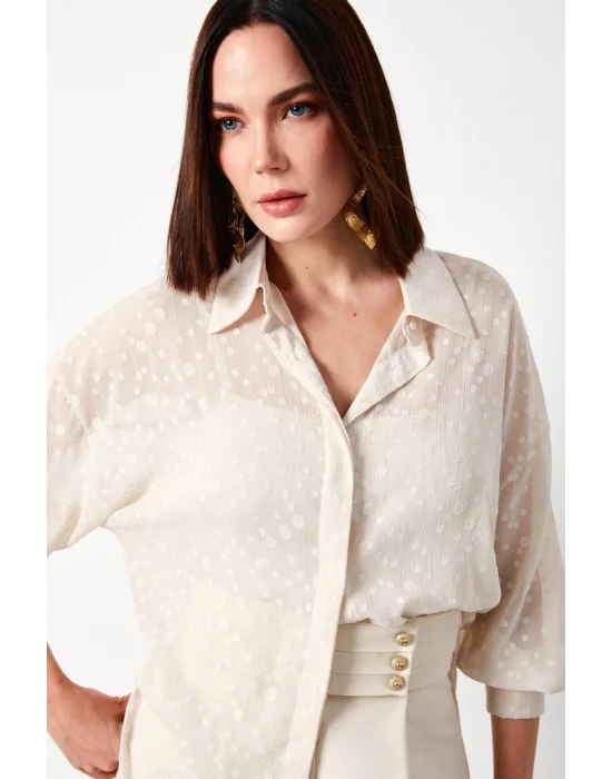 Desenli Uzun Gömlek - TAŞ