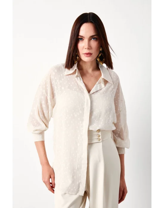 Desenli Uzun Gömlek - TAŞ