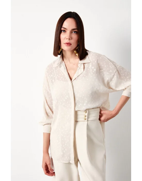 Desenli Uzun Gömlek - TAŞ