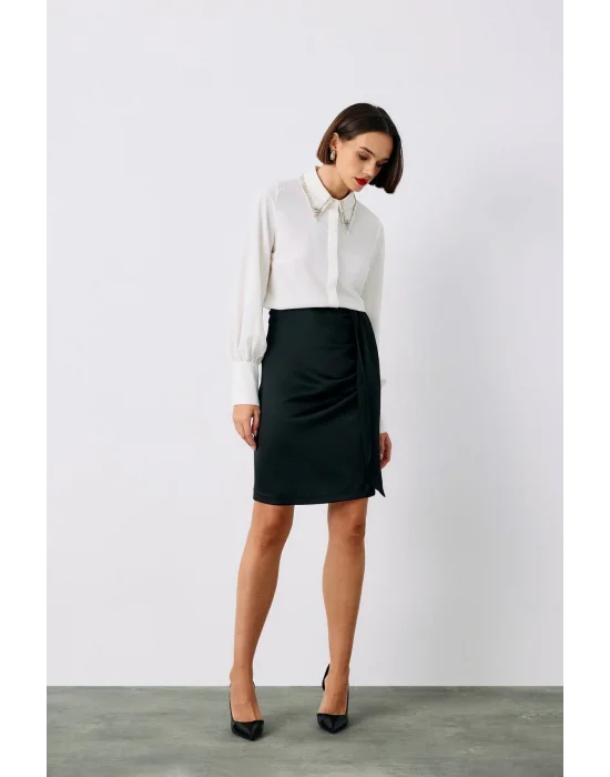 Kuşaklı Mini Etek - SİYAH