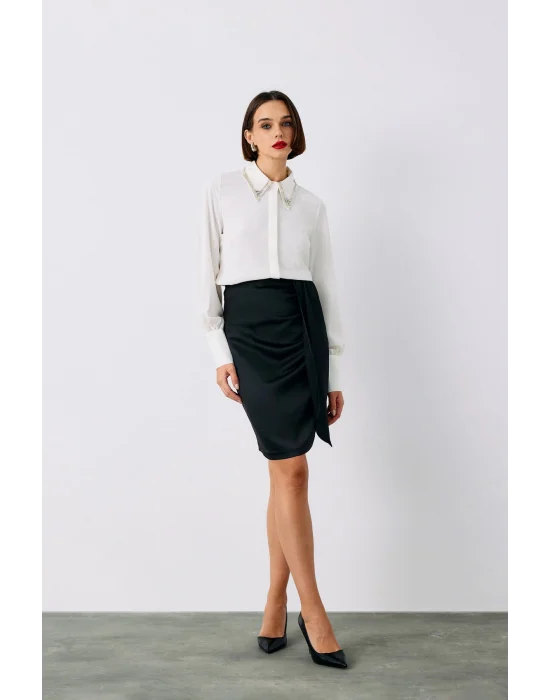 Kuşaklı Mini Etek - SİYAH