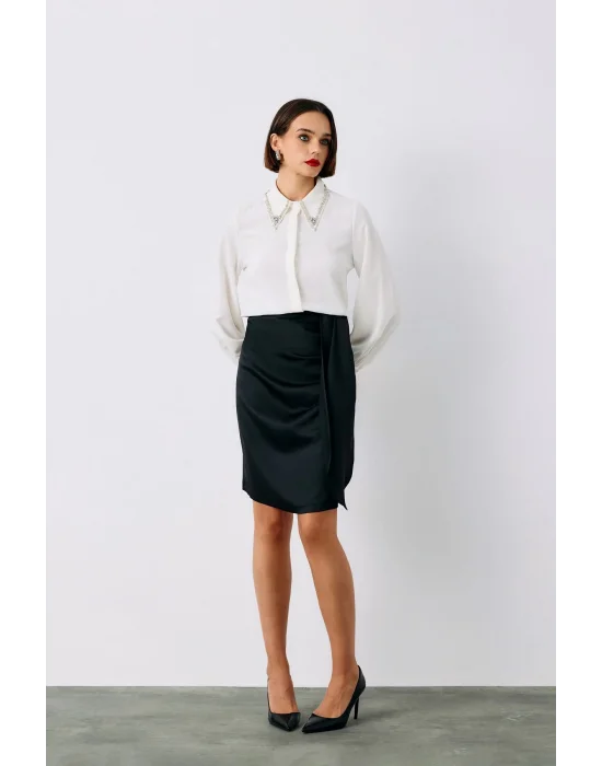 Kuşaklı Mini Etek - SİYAH