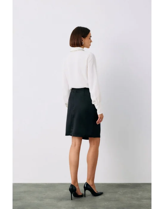 Kuşaklı Mini Etek - SİYAH