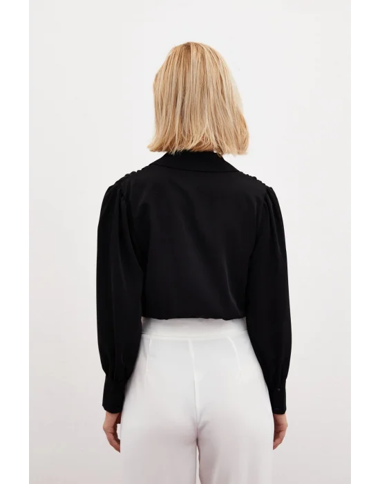 Aksesuar Detaylı Bodysuit Bluz - SİYAH