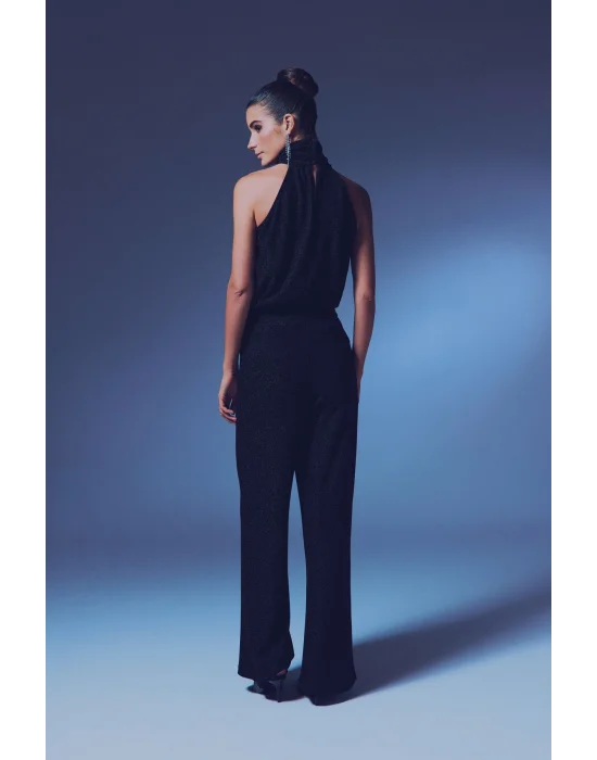 Kolsuz Parlak Bluz - SİYAH