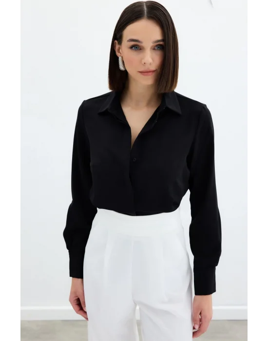 Klasik Düz Gömlek - Siyah