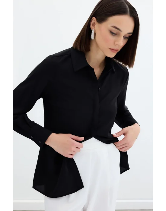 Klasik Düz Gömlek - Siyah