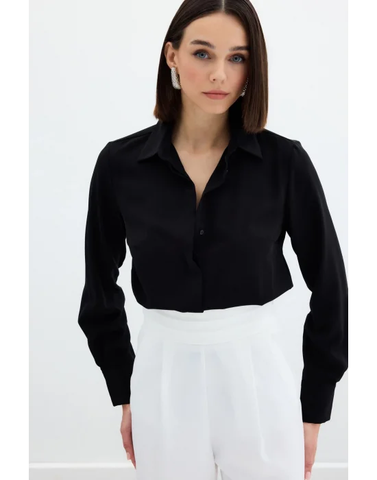 Klasik Düz Gömlek - Siyah