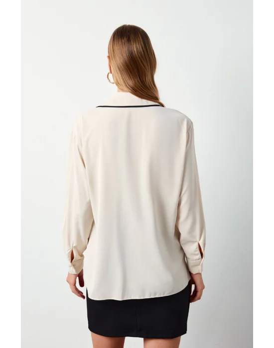 Cep Detaylı Salaş Gömlek - BEJ