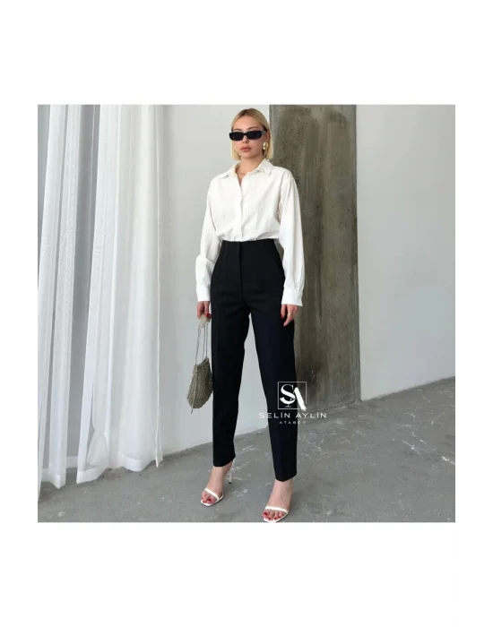 Flatolu Pantolon - Siyah