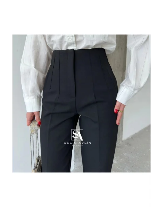 Flatolu Pantolon - Siyah