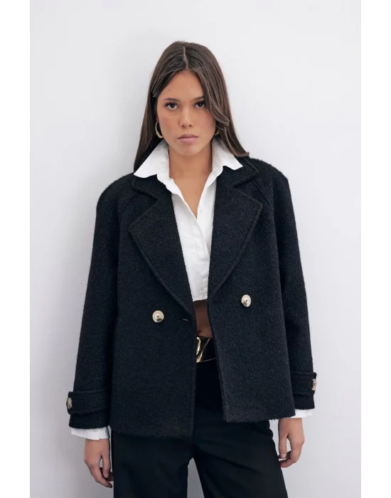 Buklet Kısa Kaban - Siyah