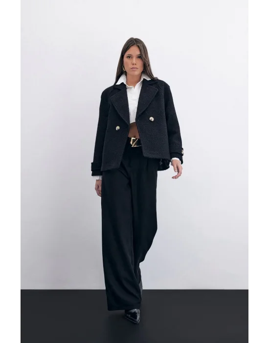 Buklet Kısa Kaban - Siyah