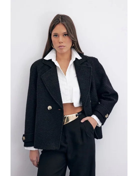 Buklet Kısa Kaban - Siyah