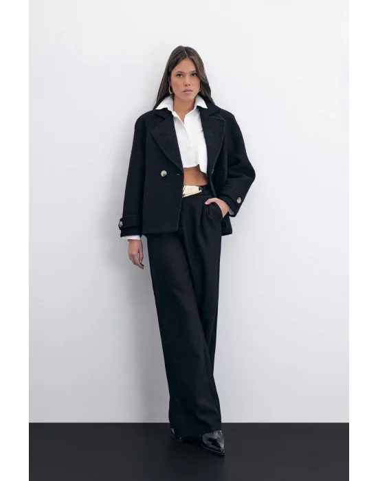 Buklet Kısa Kaban - Siyah