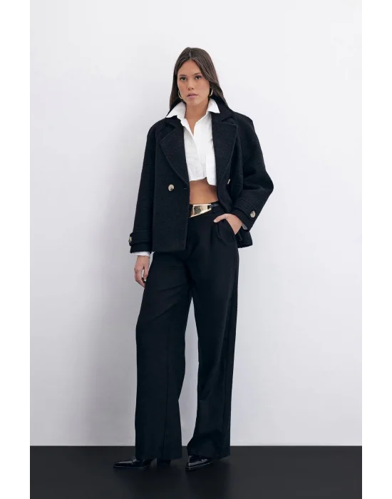 Buklet Kısa Kaban - Siyah