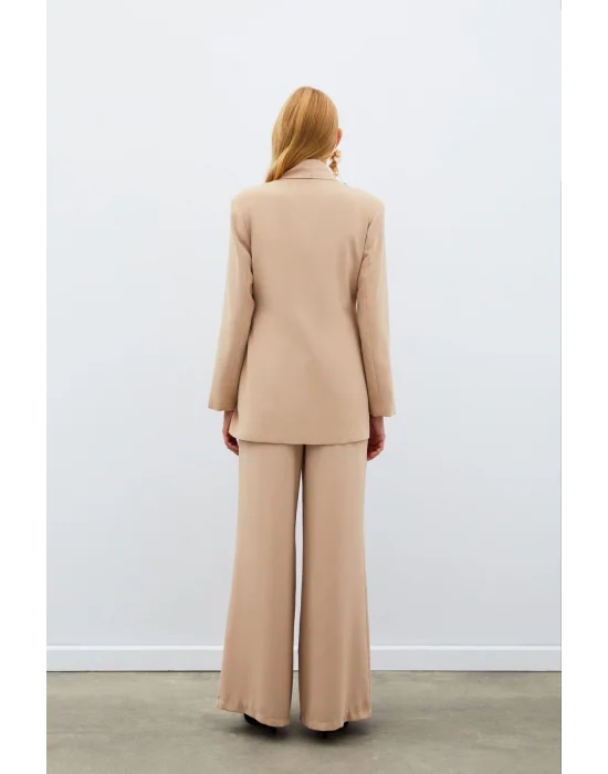 Beli Kuşaklı Uzun Ceket - BEJ