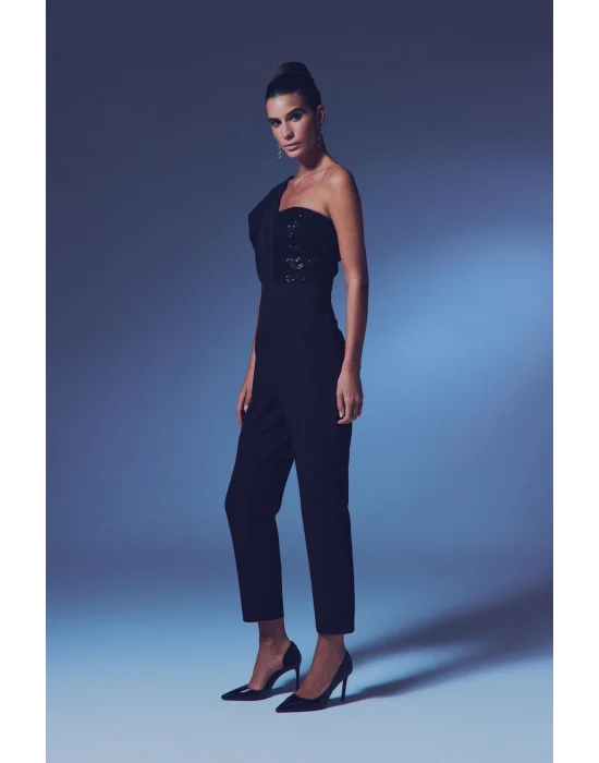 Tasarım Payetli Tulum - SİYAH