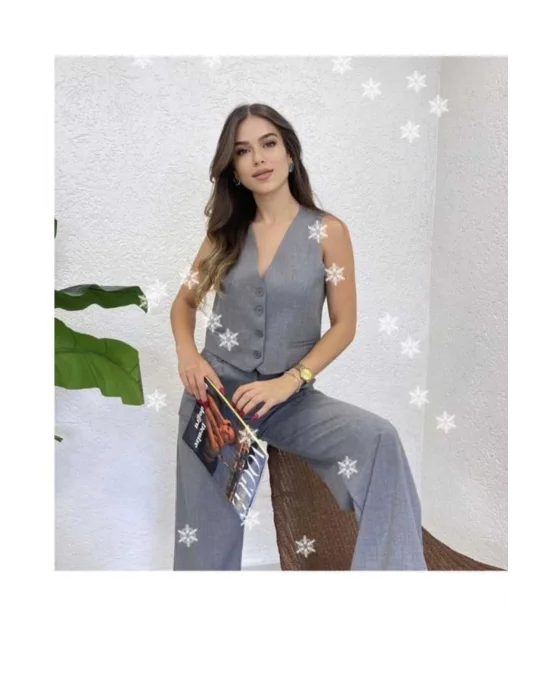 Kadın Blazer  Yelek Pantolon Ikili Takım