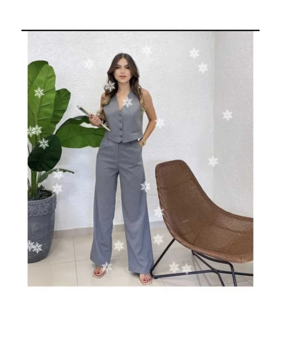 Kadın Blazer  Yelek Pantolon Ikili Takım