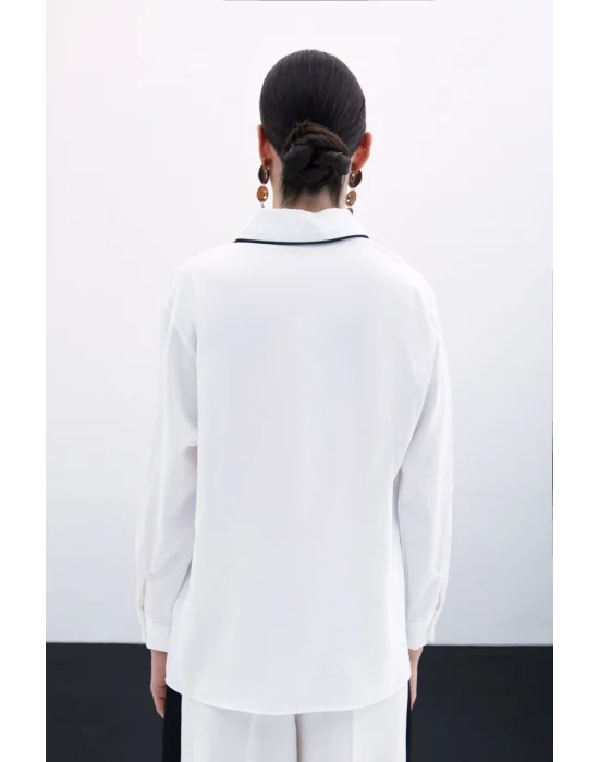 Cep Detaylı Salaş Gömlek - Ekru