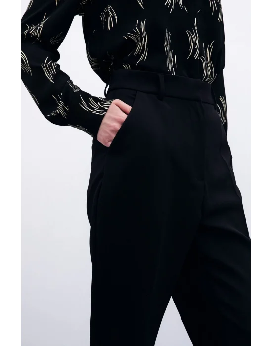 Cepli Düz Pantolon - Siyah