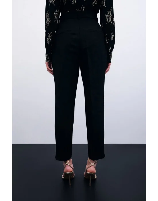 Cepli Düz Pantolon - Siyah
