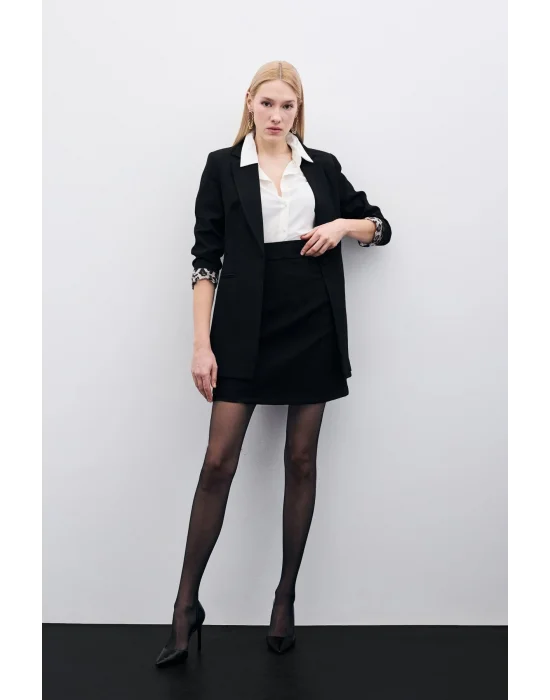 Düz Mini Etek - Siyah