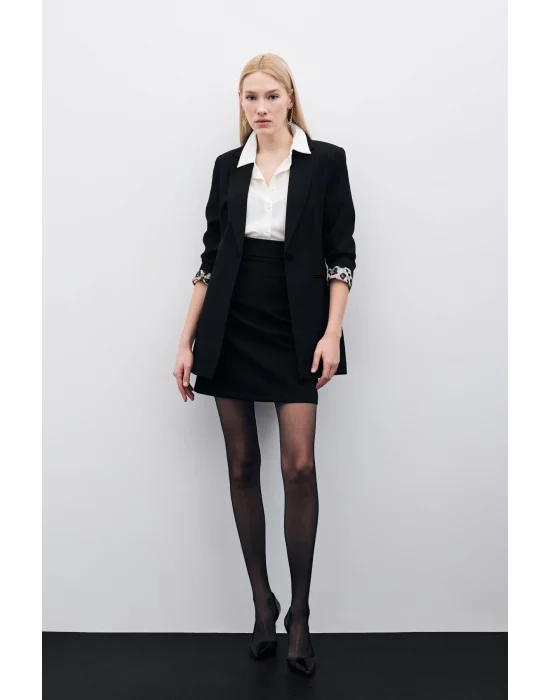 Düz Mini Etek - Siyah