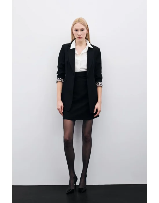 Düz Mini Etek - Siyah