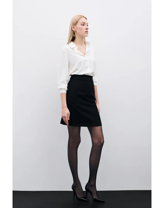 Düz Mini Etek - Siyah