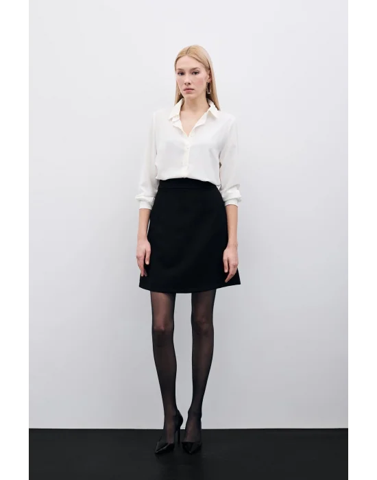 Düz Mini Etek - Siyah