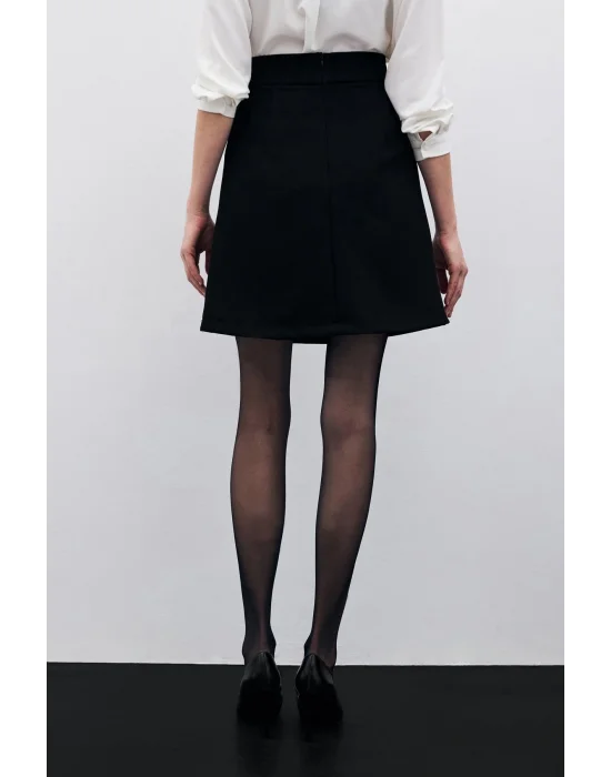 Düz Mini Etek - Siyah