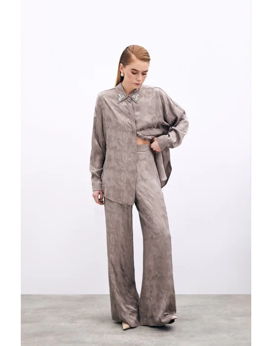 Jakarlı Salaş Pantolon - VİZON