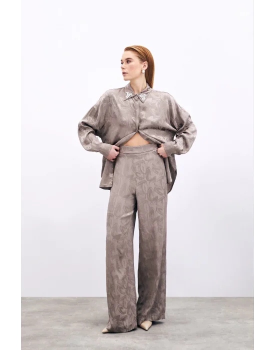 Jakarlı Salaş Pantolon - VİZON